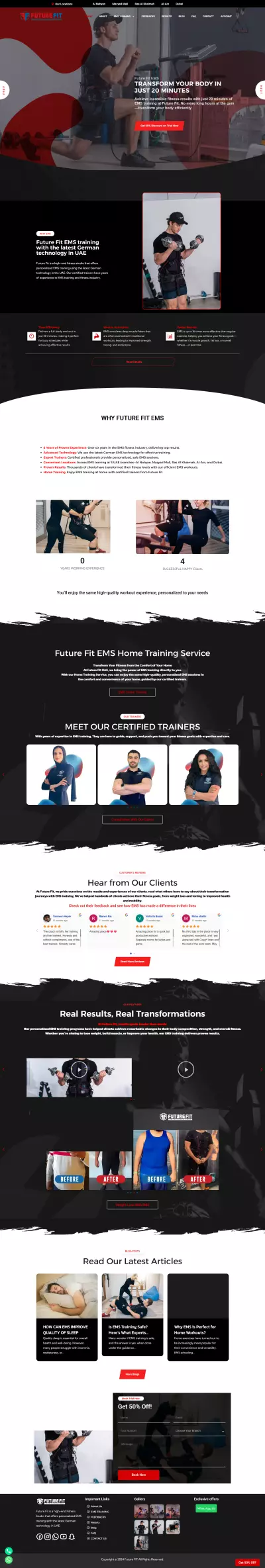 Future Fit EMS – استديو للياقة المتقدمة باستخدام تقنية التحفيز الكهربائي للعضلات (EMS) في الإمارات
