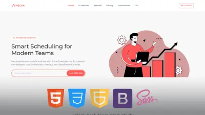 smschai : صفحة هبوط لأداة إدارة وجدولة مهام الفرق باستخدام الذكاء الاصطناعي