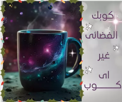 تصميم صورتين دعائيتين احترافيتين لكوب فضائي بخلفيات مبتكرة