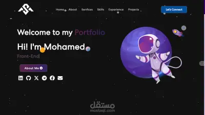 تصميم وتطوير موقع شخصي احترافي لعرض الأعمال والمهارات باستخدام React وJavaScript