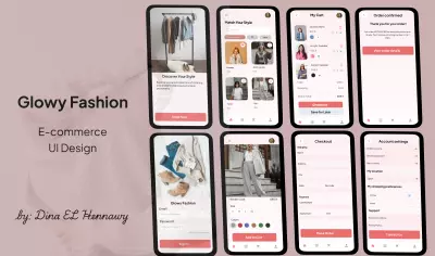 تصميم واجهات مستخدم لتطبيق Glowy Fashion