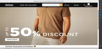 Defacto – متجر أزياء رجالي ونسائي وأطفال مع ربط البيانات عبر Fake API