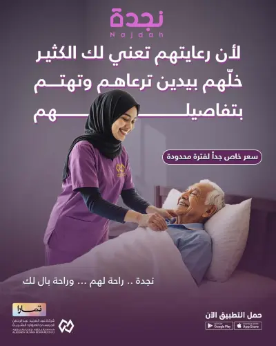 مجموعة من الأعمال الدعائية المصممة باستخدام الذكاء الاصطناعي لشركات نجدة للخدمات