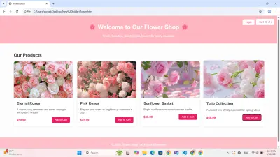 "تصميم موقع إلكتروني لمحل الزهور – متجر أنيق لعرض وبيع الزهور أونلاين"
