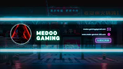 تصميم بنر لقناة Gaming على اليوتيوب