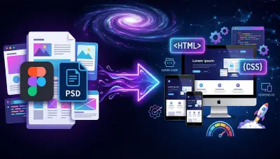 صورة العمل تحويل تصميم Figma إلى واجهة ويب تفاعلية متجاوبة