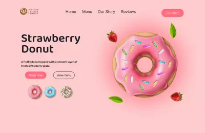 تصميم مبدئي لموقع دونتس (Donuts Website) باستخدام Figma