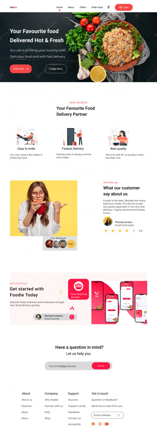 Foodie web landing page