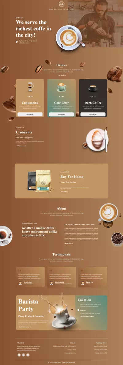 coffee landing page
