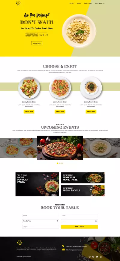 Restaurant landing page