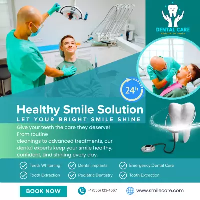تصميم إعلان سوشيال ميديا دعائي لعيادة أسنان – Healthy Smile Solution