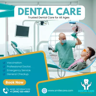 تصميم إعلان دعائي لخدمات عيادة الأسنان – Dental Care