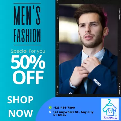 تصميم إعلان ترويجي لخصومات متجر أزياء رجالية – Men’s Fashion Sale