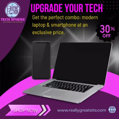 تصميم إعلان عروض تقنية – لابتوب + موبايل بخصم 30%
