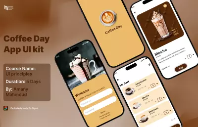"تصميم تطبيق Coffee Day لطلب القهوة باستخدام Figma"
