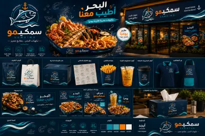 🎣 هوية بصرية متكاملة لمطعم مأكولات بحرية "سمكيمو"