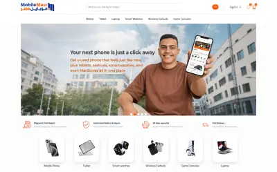 تصميم وتطوير موقع E-commerce ذكي لبيع الموبايلات والأجهزة الإلكترونية