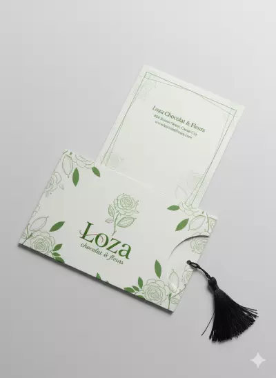 تصميم ظرف لمتجر شوكلاتة و زهور