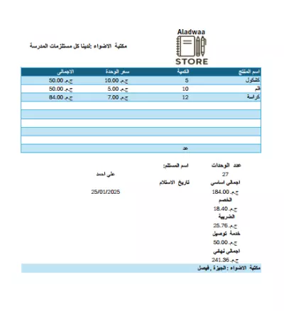 فاتولرة باللغة العربية  فاتورة ل