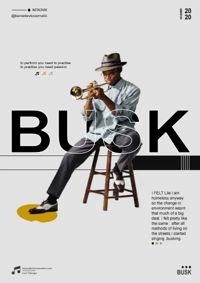 تصميم بوستر لموسيقي شارع (Busking Poster Design)