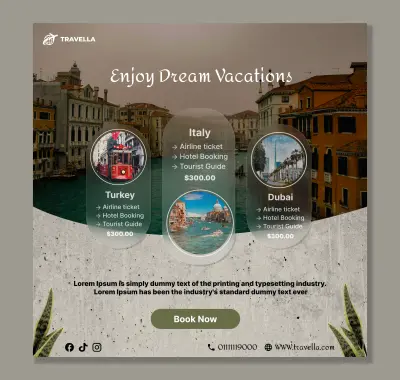 تصميم إعلان سوشيال ميديا لشركة سياحة – عرض رحلات سياحية