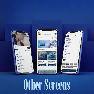 تصميم تطبيق موبايل لمغسلة سيارات Mobile App UI/UX Design for a car wash