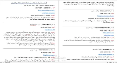 بحث وتجميع بيانات شركات مواد غذائيه خاليه من الجلوتين في ملف وورد واكسيل