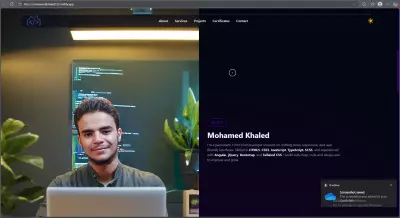 تصميم وبناء بورتفوليو شخصي احترافي يدعم الوضع الليلي والـ SEO