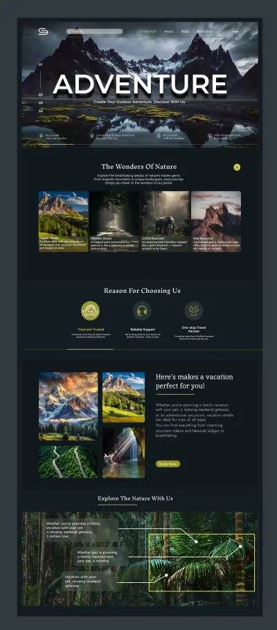 تصميم Landing Page سياحية عصرية تعكس روح المغامرة وتزيد التفاعل.