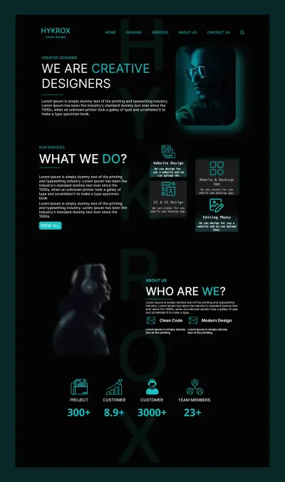 تصميم Landing Page لوكالة إبداعية (Creative Agency) بواجهة عصرية وهوية قوية.