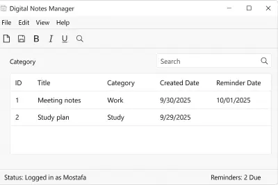 digital notes manager