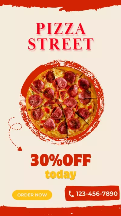 تصميم إعلان بيتزا لمطعم pizza street
