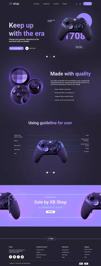 Landing Page عصرية لمتجر ألعاب إلكترونية