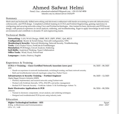 تصميم سيرة ذاتية احترافية وجذابة بصيغة pdf