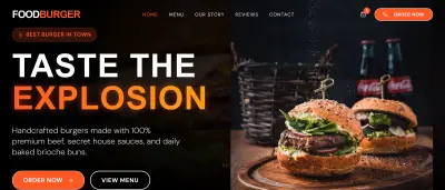 تصميم Landing Page جذابة لمطعم البرجر تحول الزوار إلى عملاء