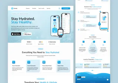 Drinkly – صفحة هبوط لتطبيق الهاتف المحمول