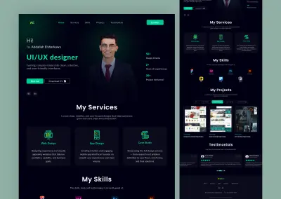 تصميم صفحة هبوط لموقع بورتفوليو شخصي