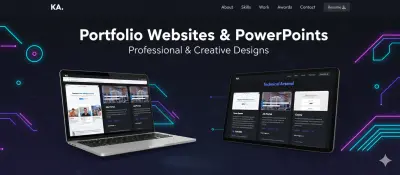 تصميم وتطوير موقع وباوربوينت بورتفوليو شخصي متكامل وعصري