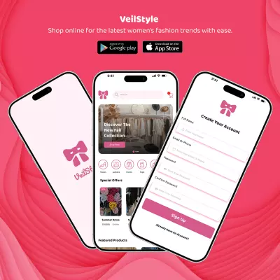 تصميم تطبيق VeilStyle – تسوق أزياء نسائية (UI/UX)
