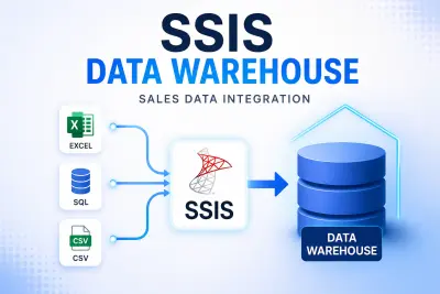 صورة العمل تجميع بيانات المبيعات من مصادر مختلفه الى Data Warehouse, باستخدام SSIS