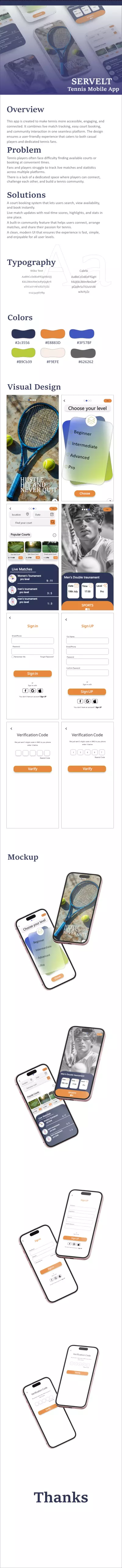 Servelt – Tennis Mobile App UI/UX Design