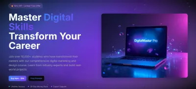 تصميم Landing Page احترافية لمنتجك الرقمي (كتاب، كورس، تطبيق)
