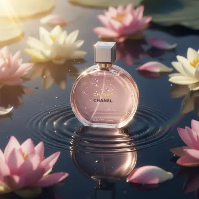 بوستر عطر احترافي بأسلوب فخم وإضاءة واقعية