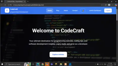 تصميم صفحة رئيسية لموقع برمجة وتطويرCodeCraft