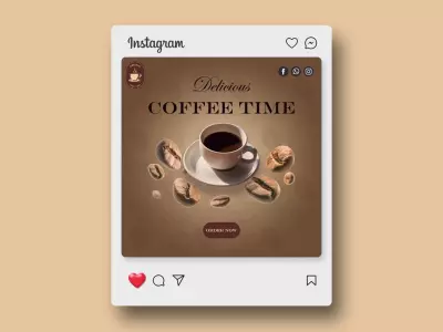 تصميم سوشيال ميديا خاص بمتجر قهوة