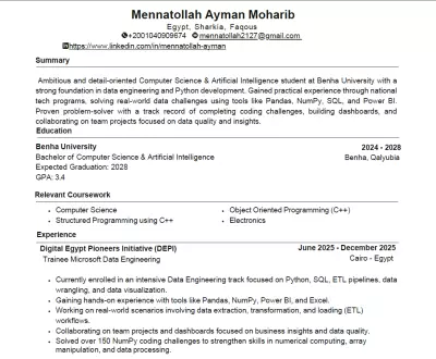 إعداد cv احترافى متوافق مع معايير ATS