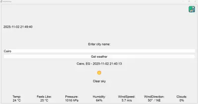 تطبيق طقس لسطح المكتب باستخدام Python وPyQt5 مع رموز تعبيرية للطقس