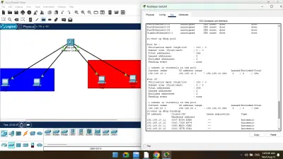 اعداد DHCP Pools على Multilayer Switch مع ربط فرعين صغيرين