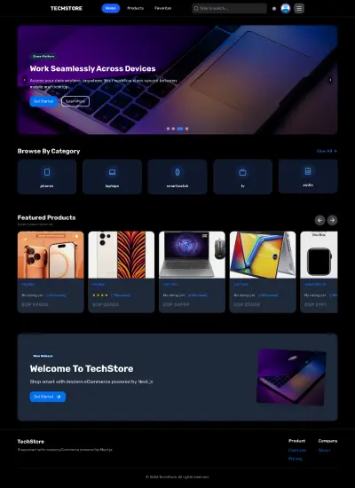 متجر تقني حديث – منصة تجارة إلكترونية متكاملة (Full Stack E-commerce)