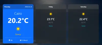 موقع طقس تفاعلي متجاوب بـ React.js و Axios API
